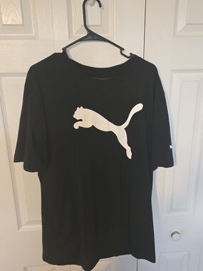 Puma Black T-Shirt with White Logo Print New No Tag